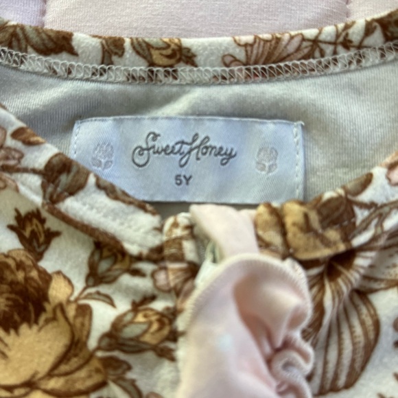 Sweet Honey Girls 5Y Floral Zipper Pajamas Lounge‎ Romper Ruffle - Picture 5 of 14